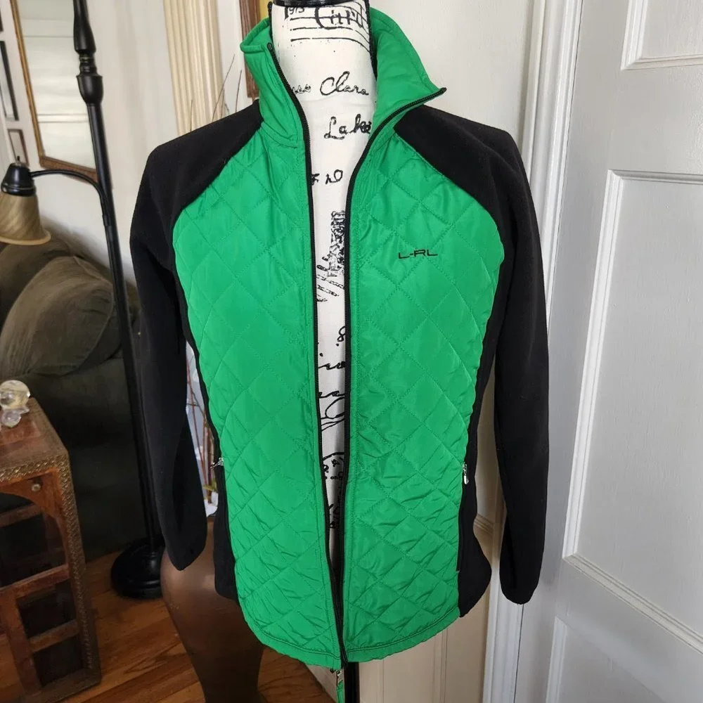 Ralph Lauren Active Jacket with Green Quilted Front and High Neck